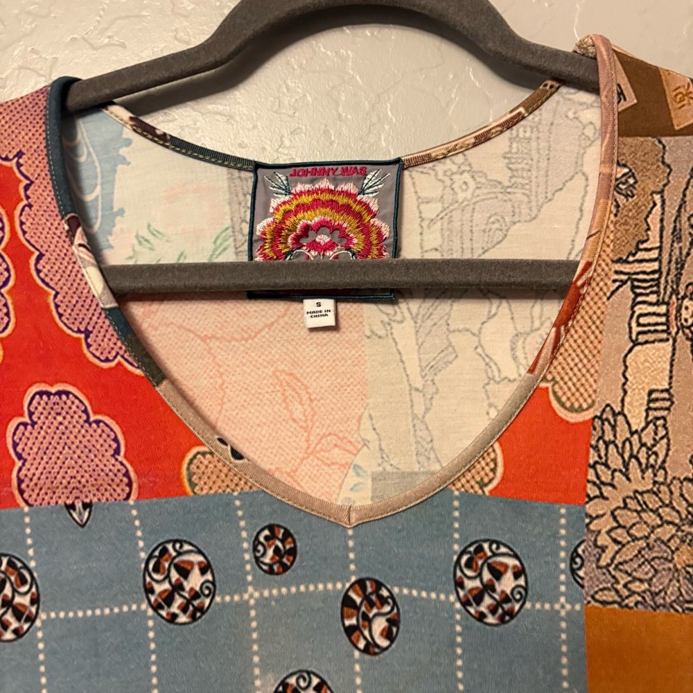 Johnny Was Tokyo high slit knit patchwork print bamboo dress size small - Picture 9 of 16